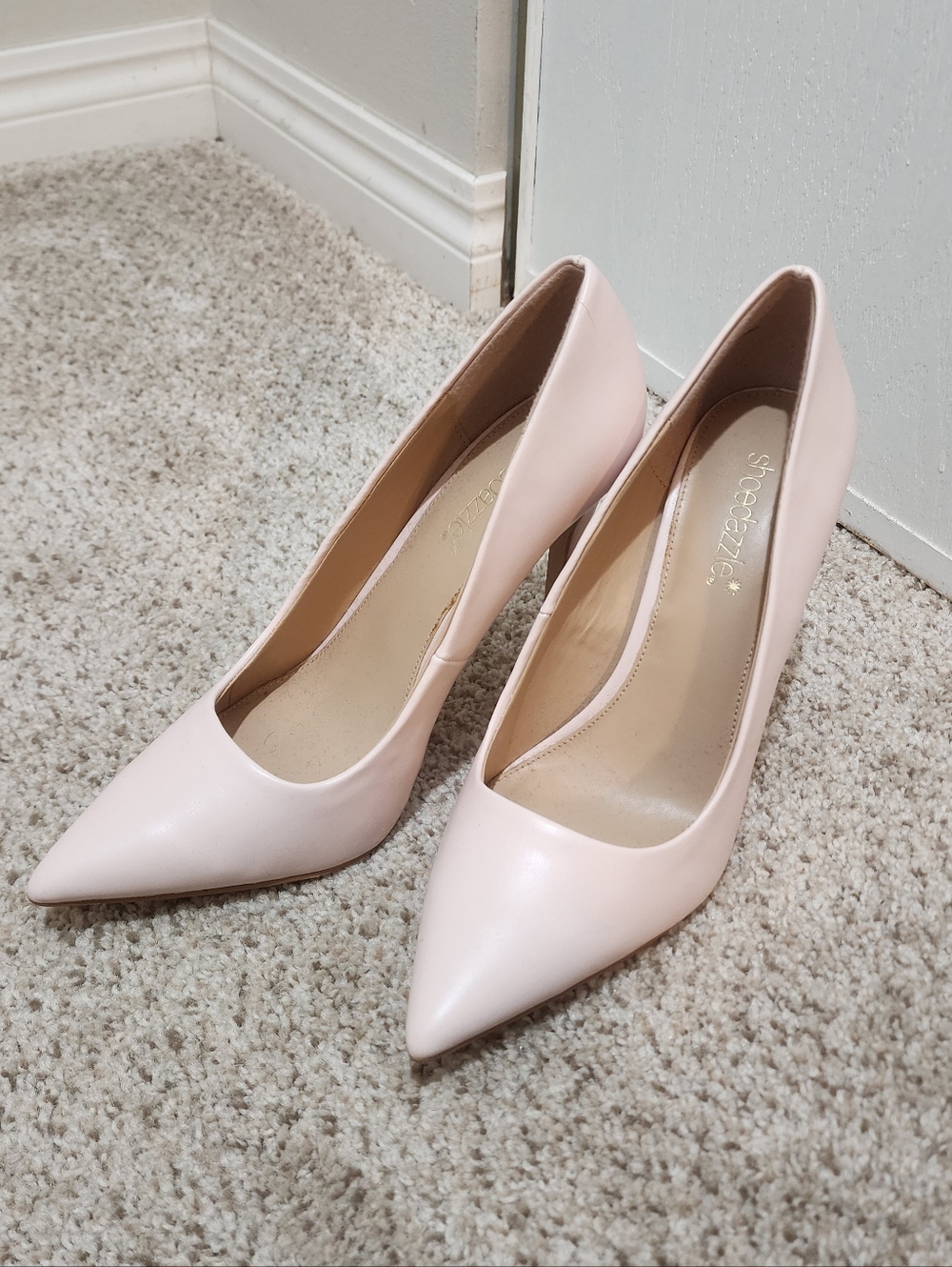 Shoe Dazzle Powder Pink Pointed Toe Pumps